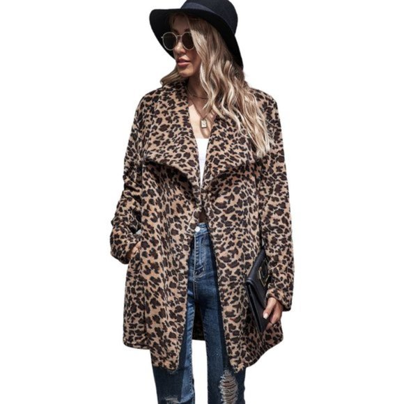 A Classy Chic Boutique Jackets & Blazers - Leopard Waterfall Collar Teddy Coat